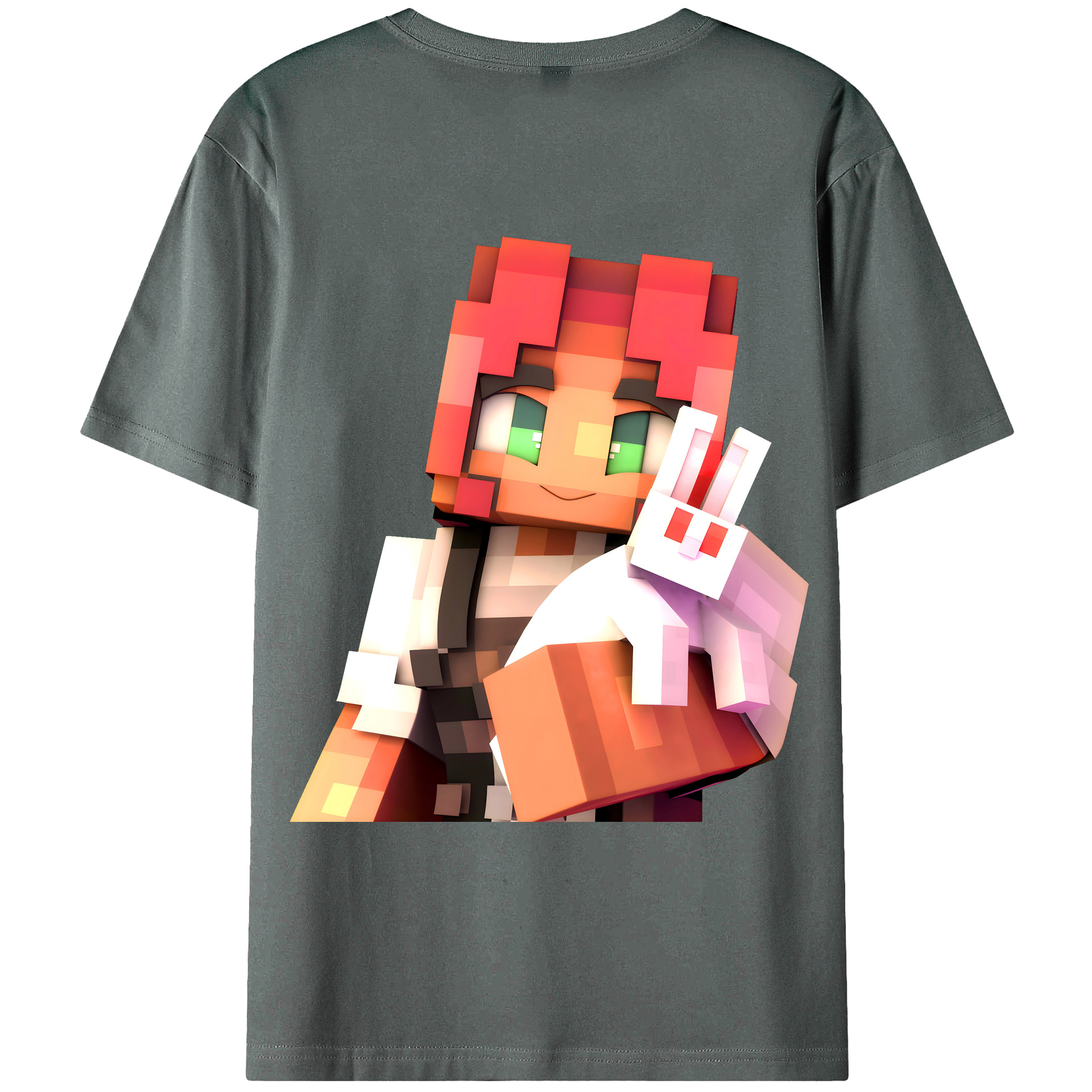 （画像用） マインクラフト ブロックの世界 Minecraft MC Block world 綿100％ メンズ半袖Tシャツ（バックプリント） 通気性